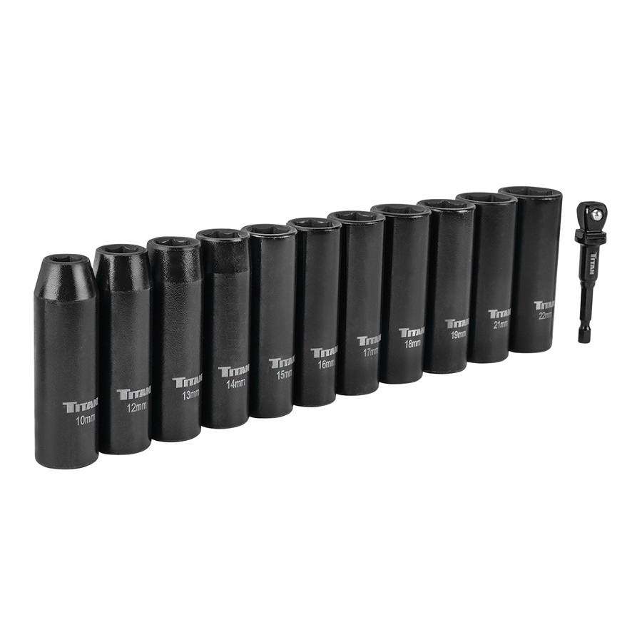 Titan™ 1/2" 6-Point Deep Impact  Socket Set - Metric